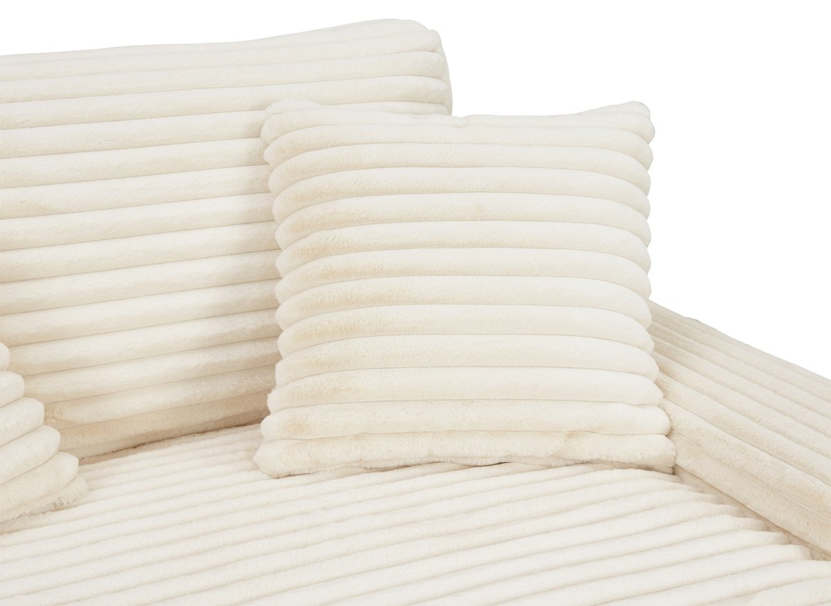 Canapé droit méridienne 2 places en gros côtelé doux beige DAHO - DécoInParis