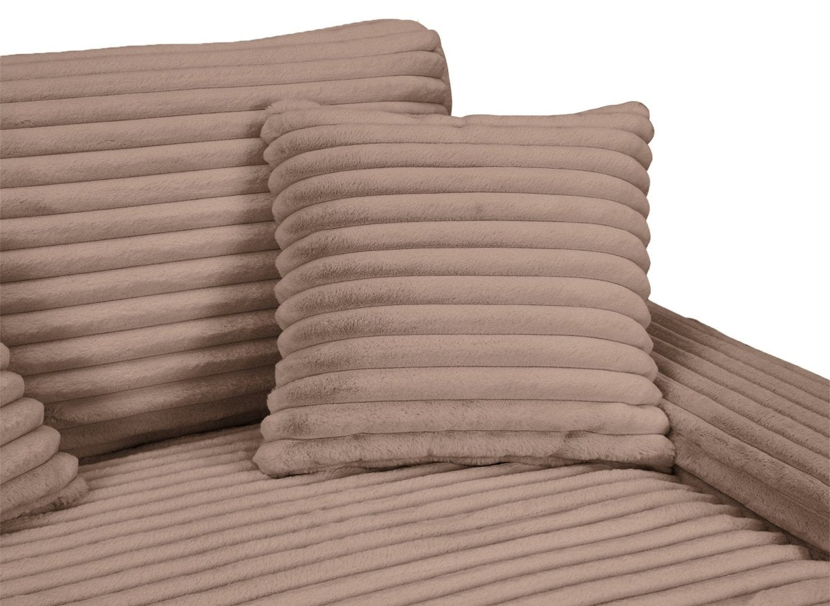 Canapé droit méridienne 2 places en gros côtelé doux taupe DAHO - DécoInParis