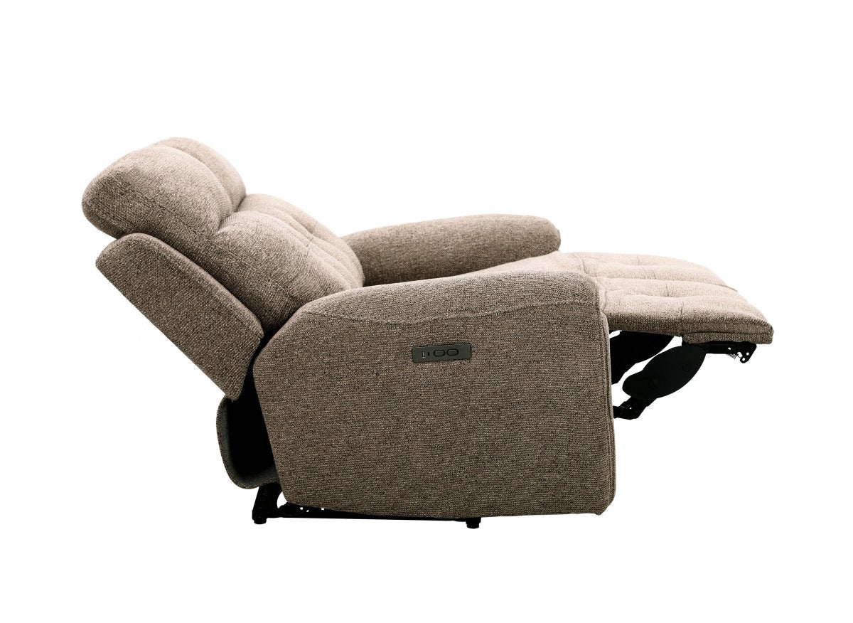 Canapé droit relax électrique 2 places en velours texturé marron PATRICIA - DécoInParis