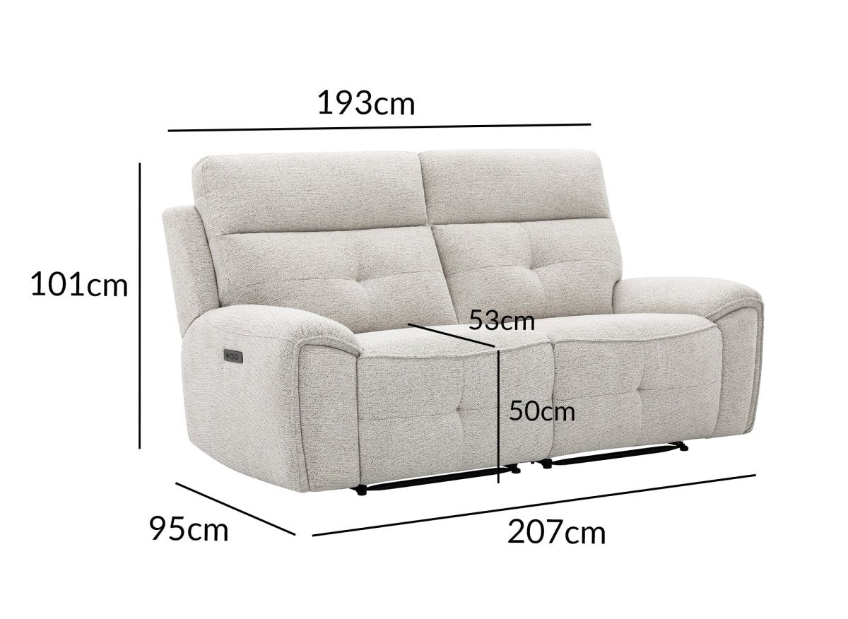 Canapé droit relax électrique 3 places en velours texturé beige PATRICIA - DécoInParis