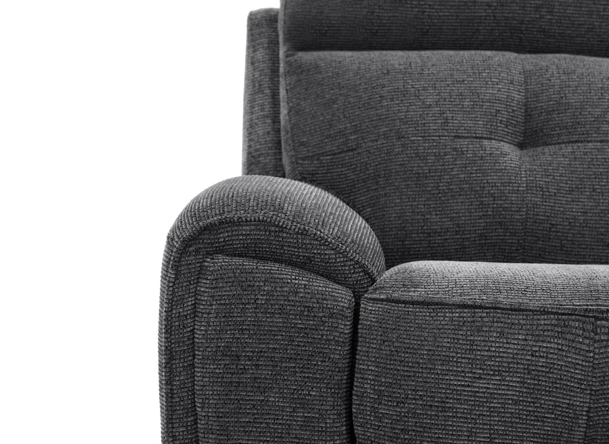 Canapé droit relax électrique 3 places en velours texturé gris PATRICIA - DécoInParis