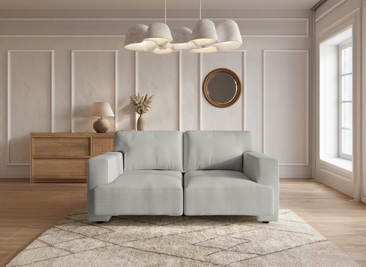 Canapé fixe 2 places en tissu gris AYLINE - DécoInParis