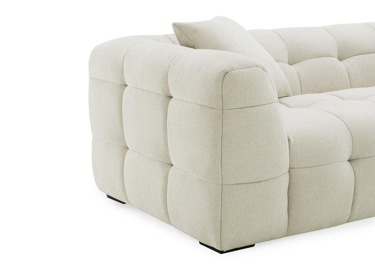 Canapé fixe 3 places en tissu beige BELLA - DécoInParis