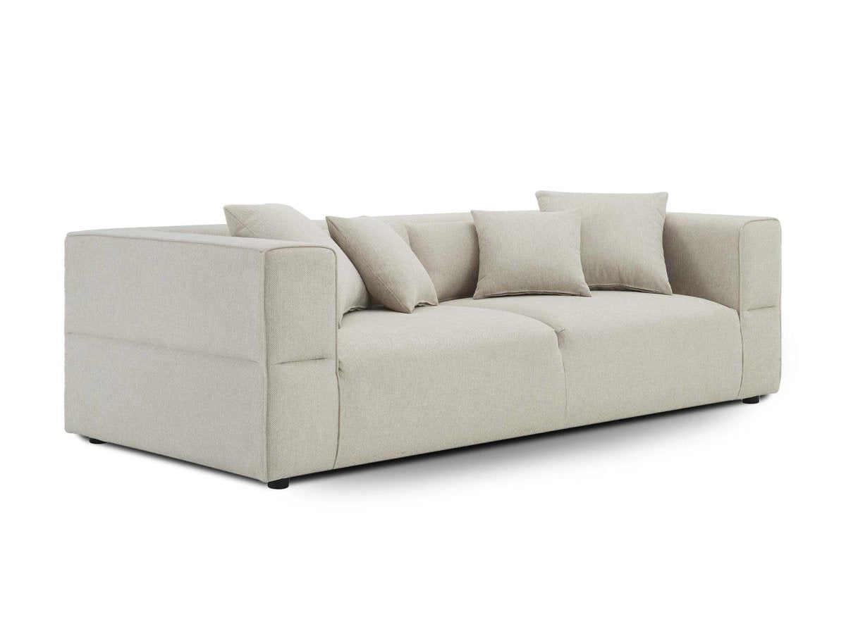 Canapé fixe 3 places en tissu beige EVELYNE - DécoInParis