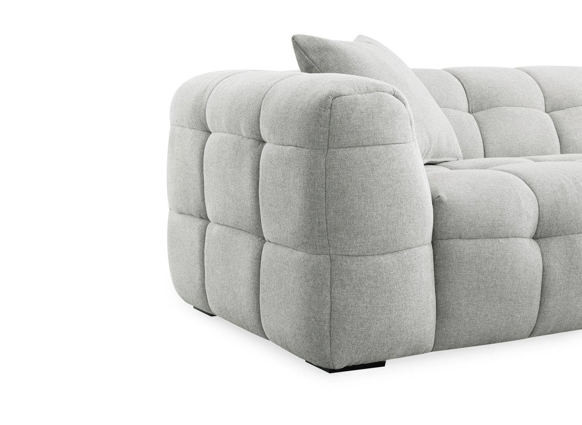 Canapé fixe 3 places en tissu gris BELLA - DécoInParis