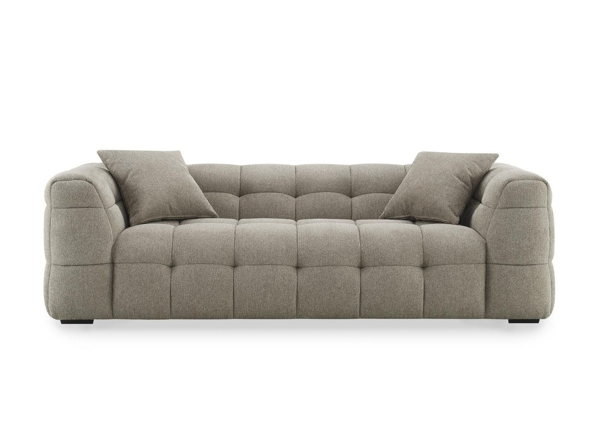 Canapé fixe 3 places en tissu taupe BELLA - DécoInParis