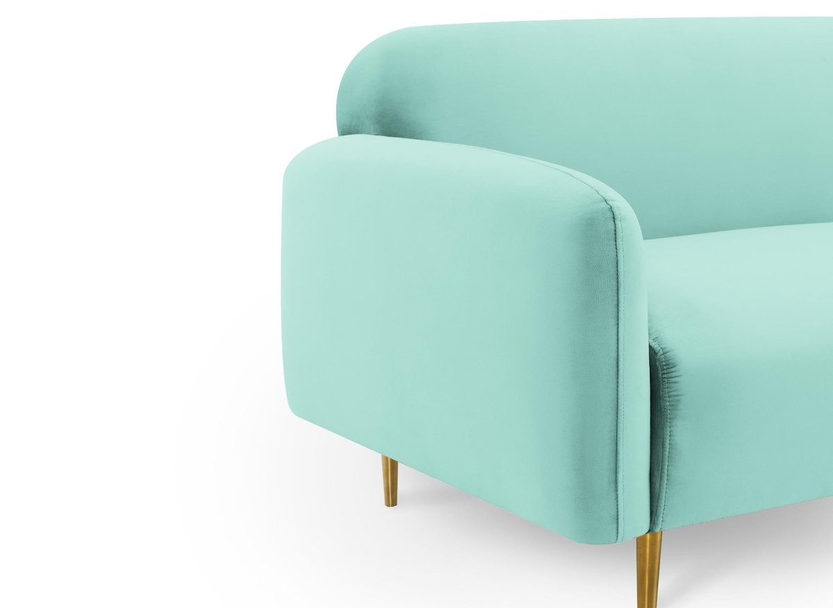 Canapé fixe 3 places en velours vert d'eau MARILYNE - DécoInParis