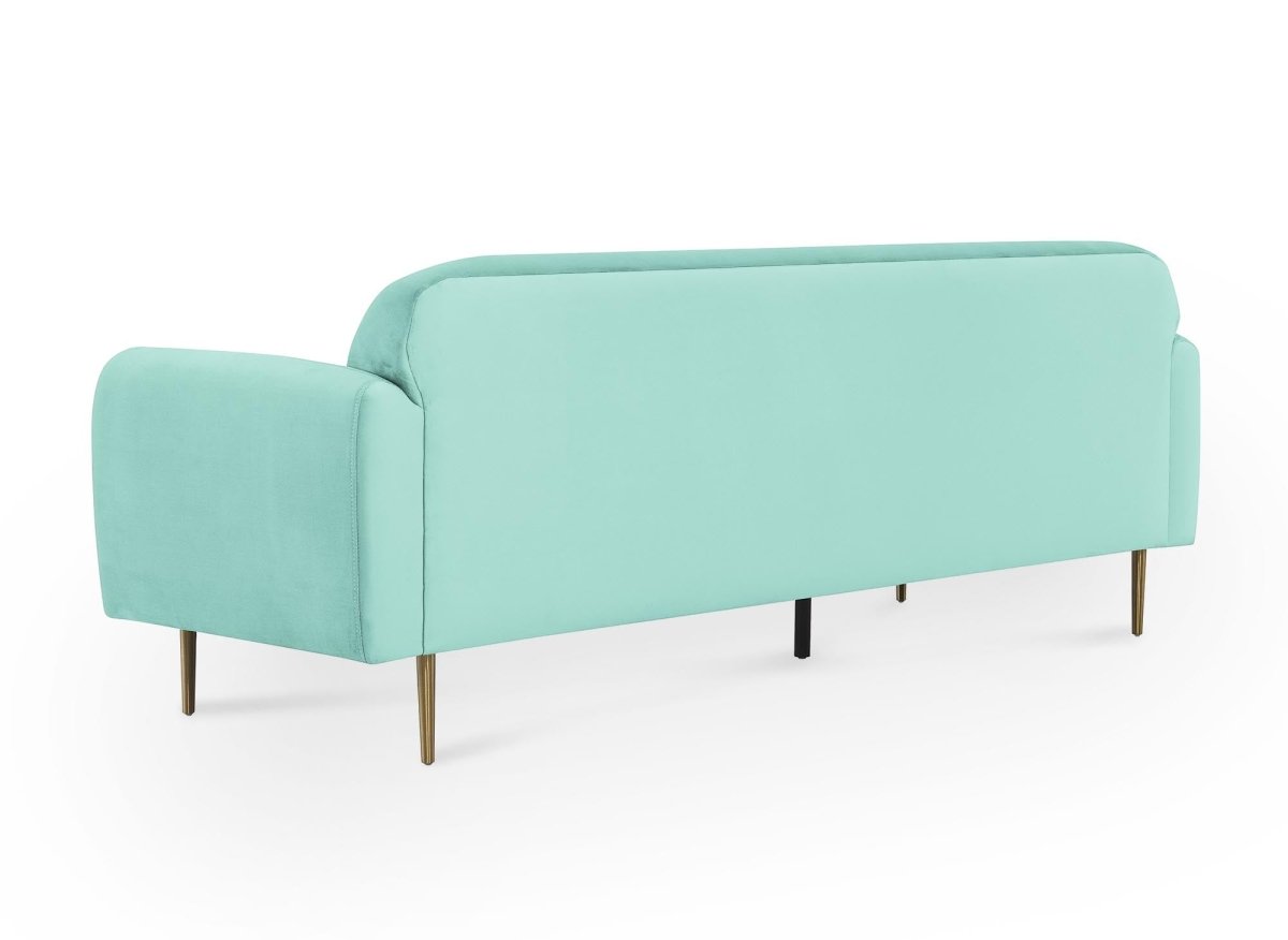 Canapé fixe 3 places en velours vert d'eau MARILYNE - DécoInParis