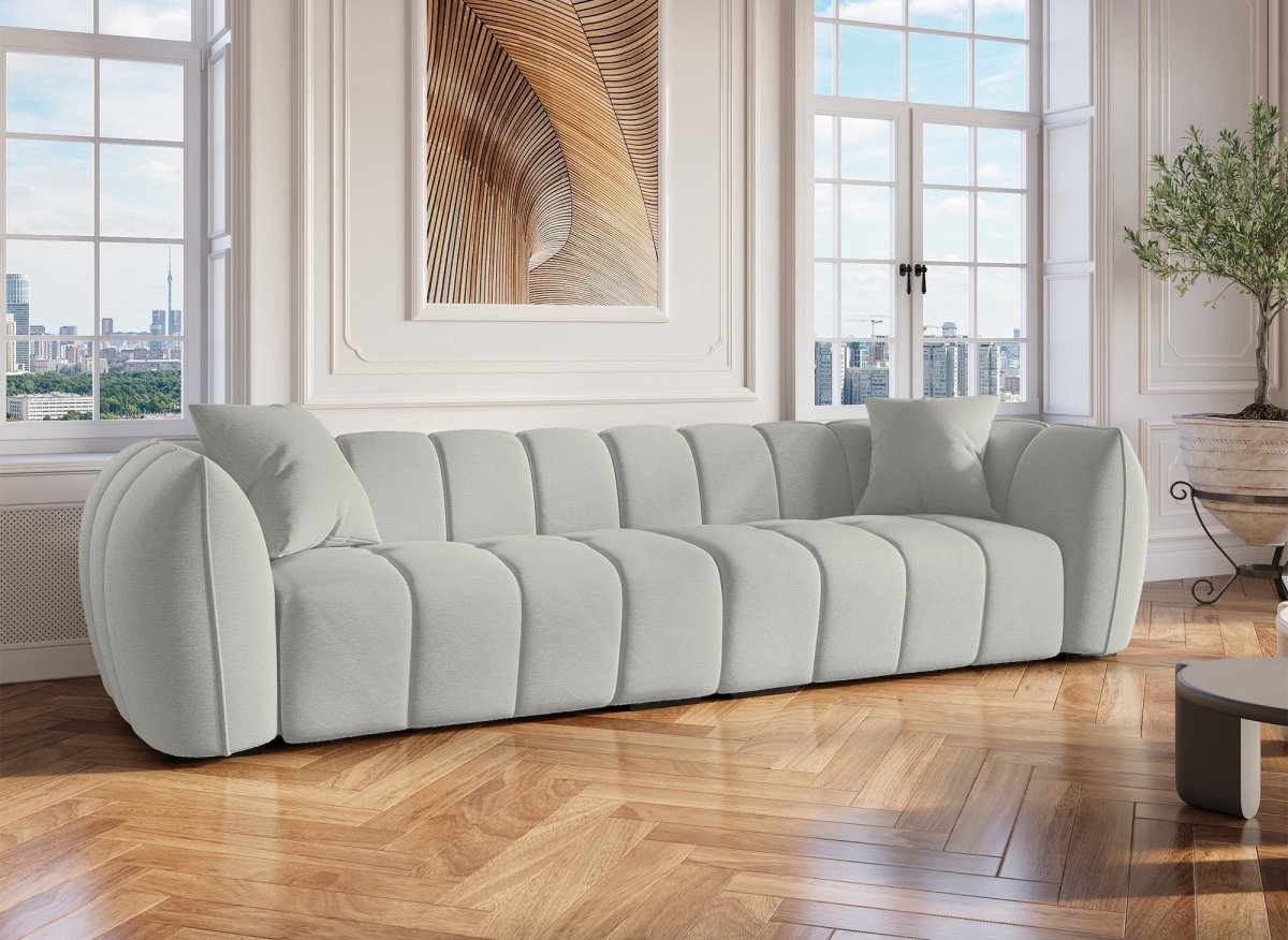 Canapé fixe 4 places en tissu gris ALISSA - DécoInParis