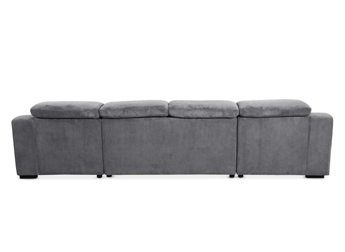 Canapé panoramique convertible avec 2 coffres en velours côtelé épais gris VELORA - DécoInParis
