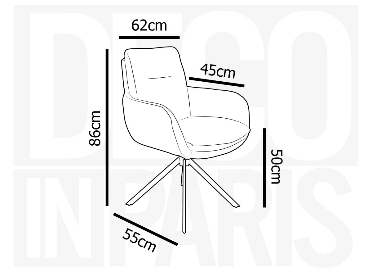 Chaise design avec accoudoirs en velours côtelé gris LOLA - DécoInParis