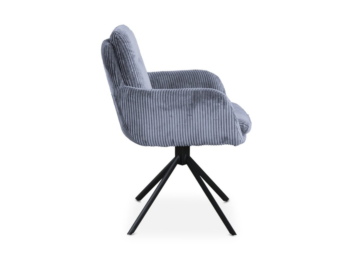Chaise design avec accoudoirs en velours côtelé gris LOLA - DécoInParis