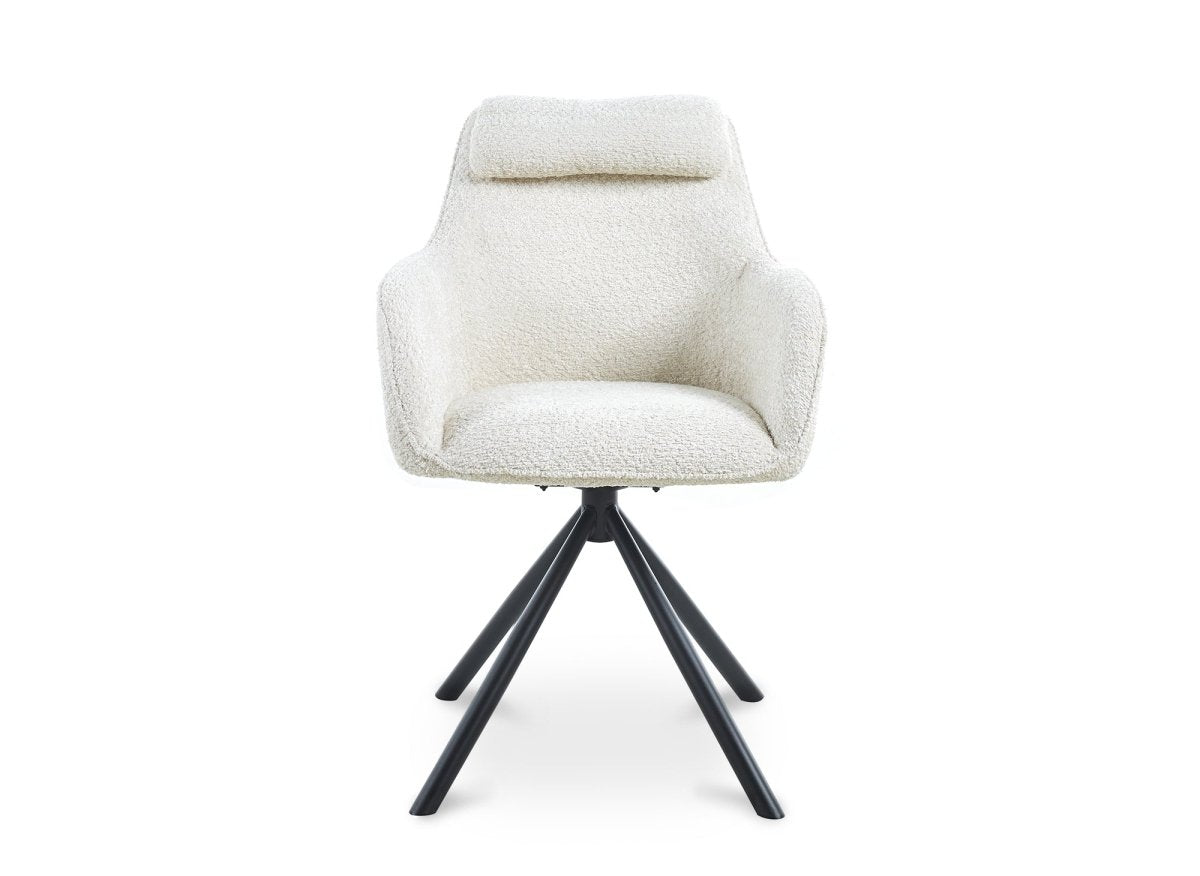 Chaise pivotante avec accoudoirs effet peau de mouton beige AGNES - DécoInParis