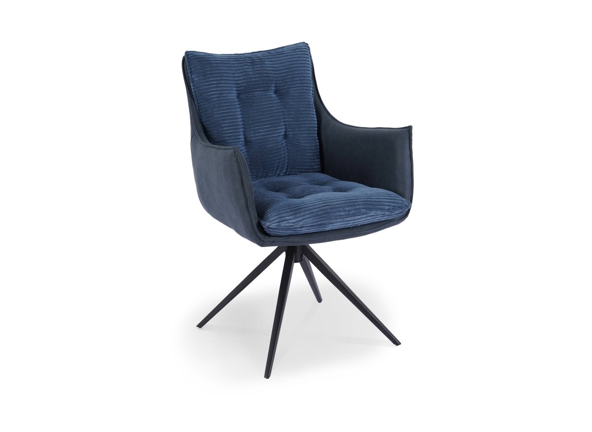 Chaise pivotante avec accoudoirs en velours bleu NOALIE - DécoInParis