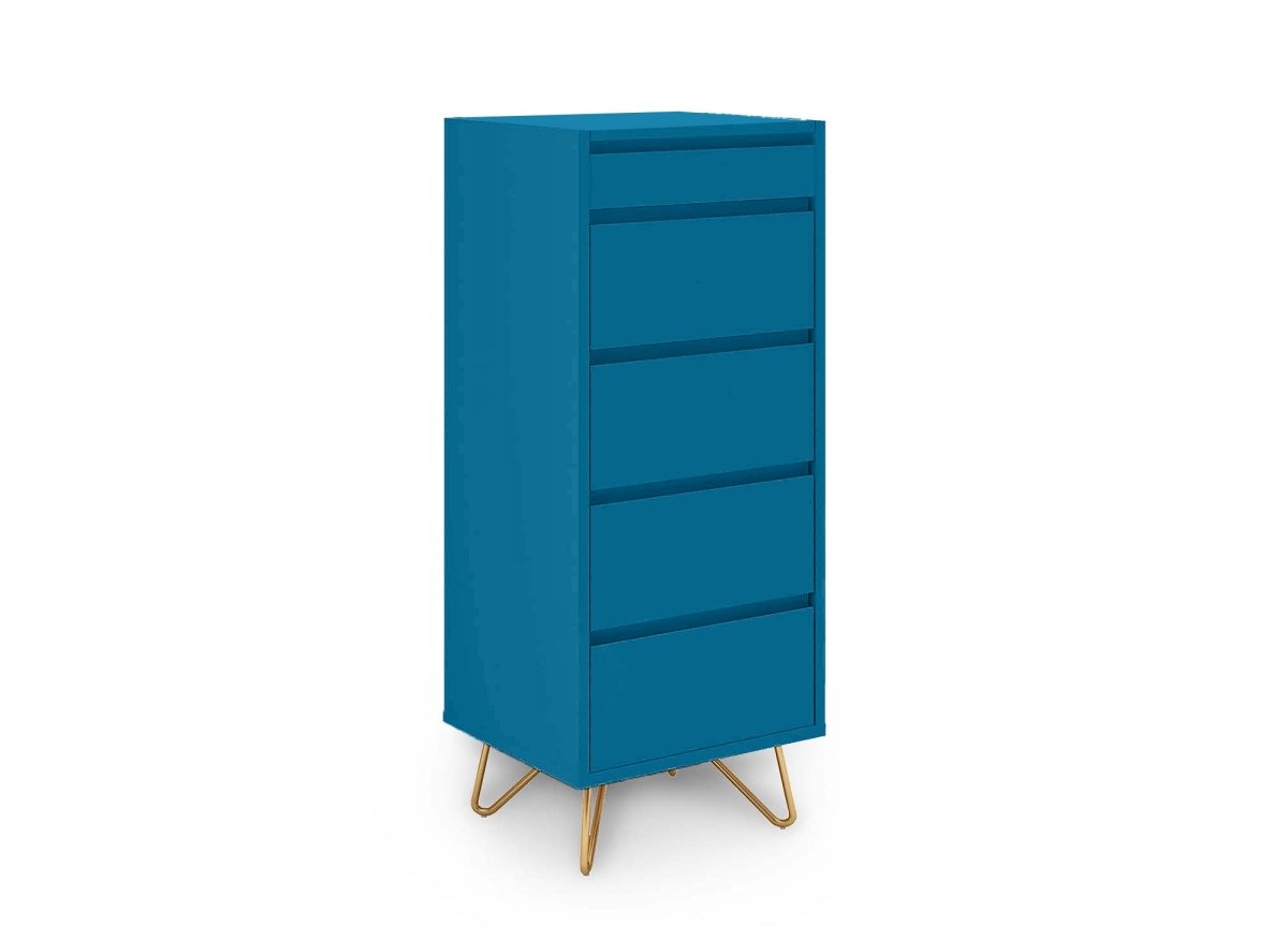 Commode 4 tiroirs bleu canard avec coiffeuse intégrée DARINA - DécoInParis