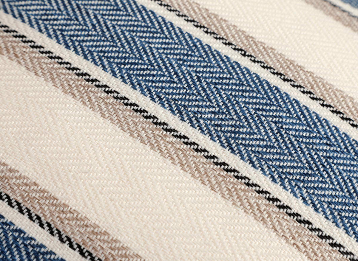 Coussin beige et bleu à rayures 45x45 cm RIVIERA - DécoInParis