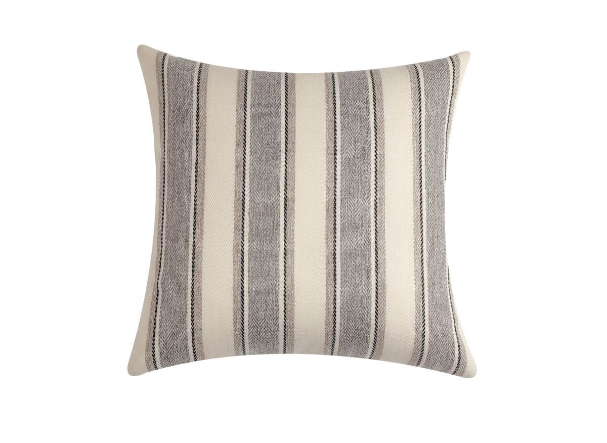 Coussin beige et gris à rayures 45x45 cm RIVIERA - DécoInParis