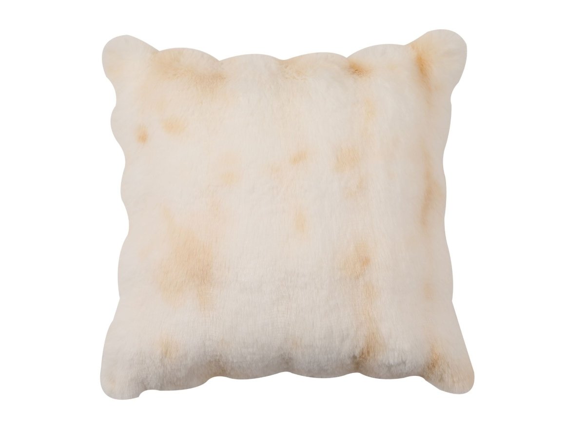 Coussin blanc et beige effet fourrure 45x45 cm KAELA - DécoInParis