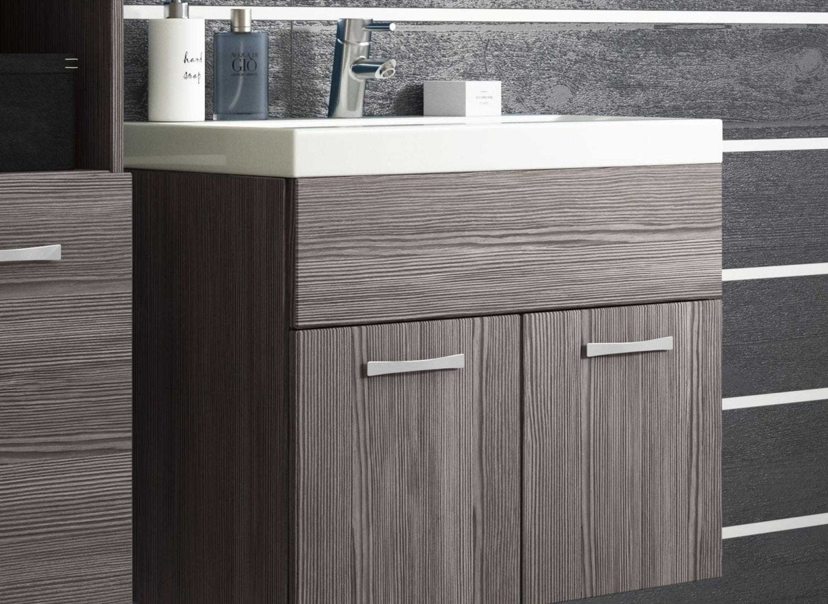 Ensemble meubles salle de bain design suspendu - Wengé HARMONY - DécoInParis