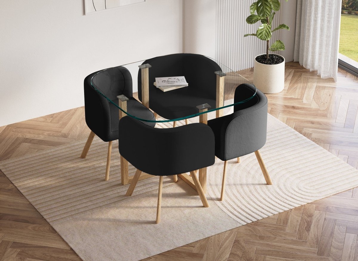 Ensemble table + 4 chaises encastrables noires FLEN - DécoInParis