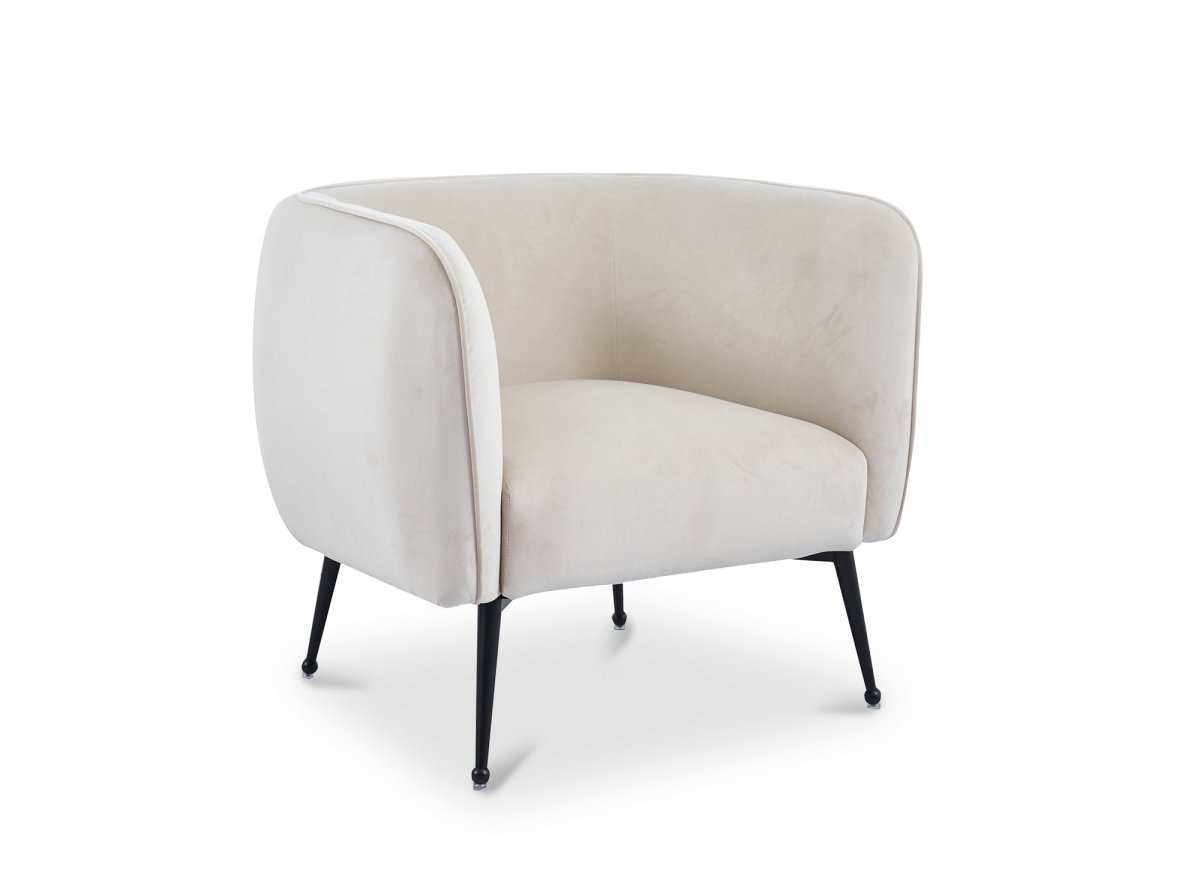 Fauteuil cabriolet en velours beige pieds noir PERRY - DécoInParis