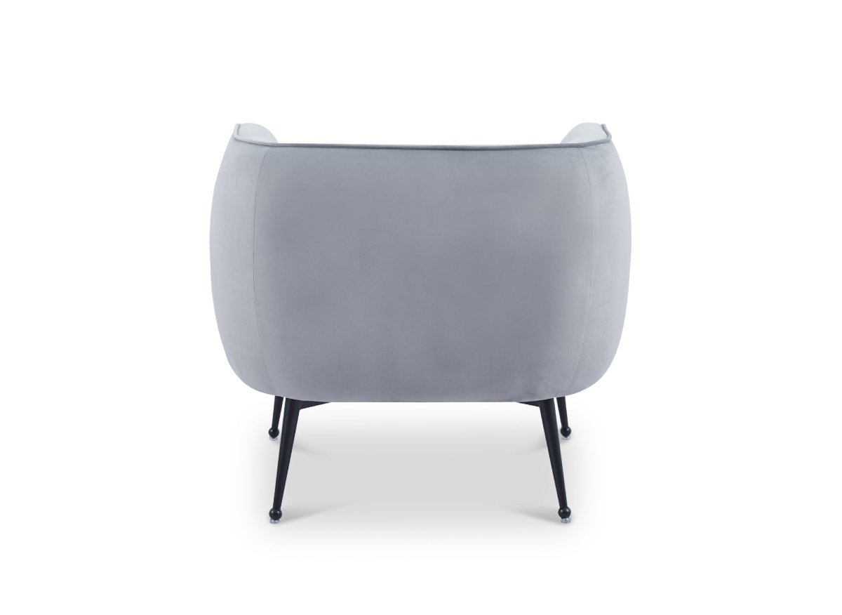 Fauteuil cabriolet en velours gris pieds noir PERRY - DécoInParis