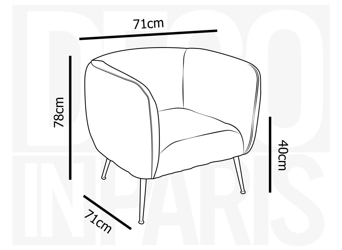 Fauteuil cabriolet en velours gris pieds noir PERRY - DécoInParis
