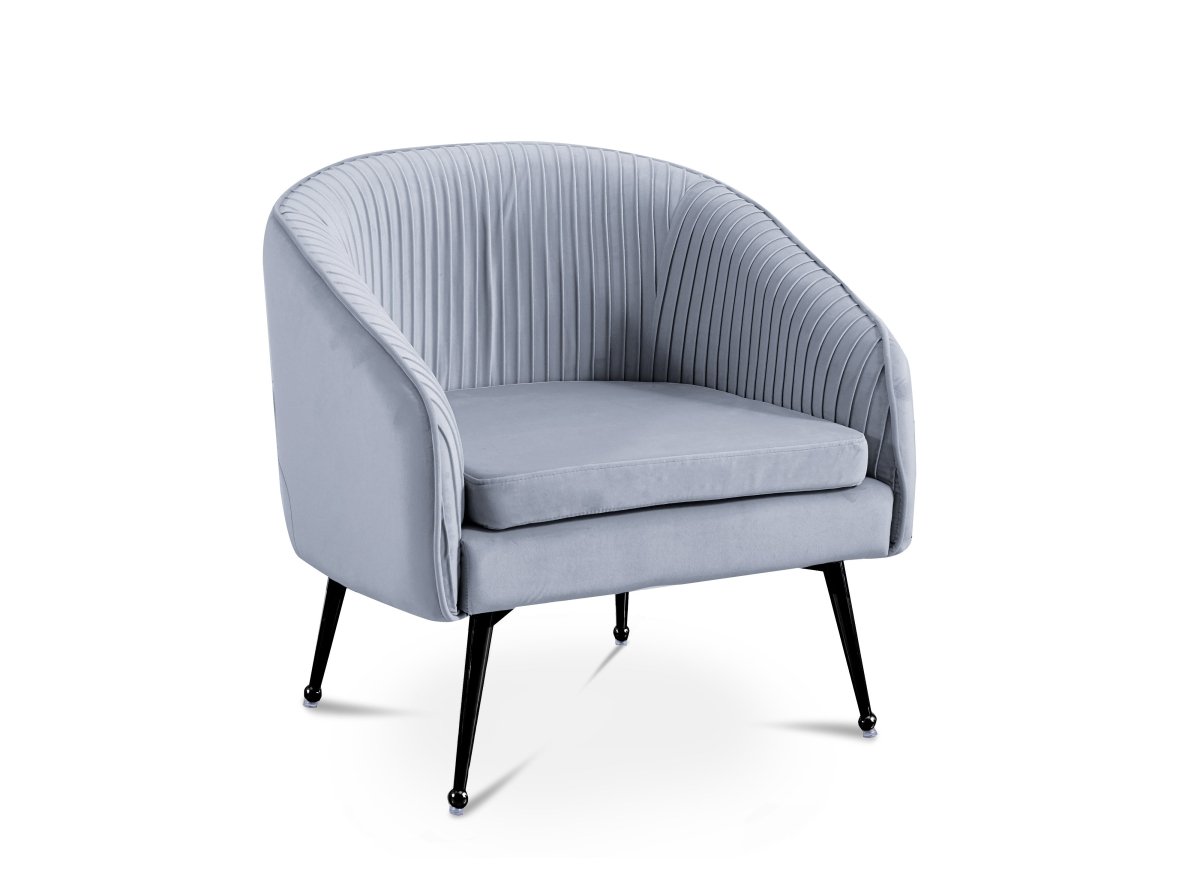 Fauteuil cabriolet en velours gris pieds noir TRECY - DécoInParis