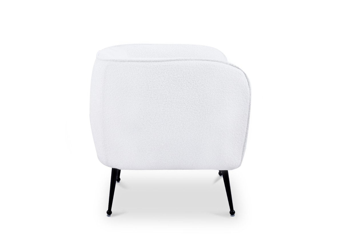 Fauteuil cabriolet tissu bouclette blanc PERRY - DécoInParis