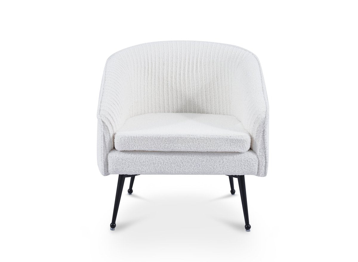 Fauteuil cabriolet tissu bouclette blanc TRECY - DécoInParis