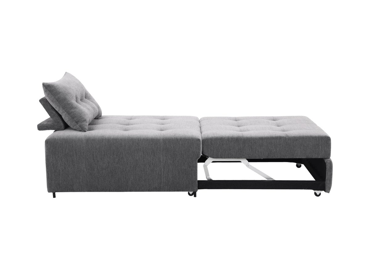 Fauteuil convertible en tissu texturé doux gris NATHEO - DécoInParis