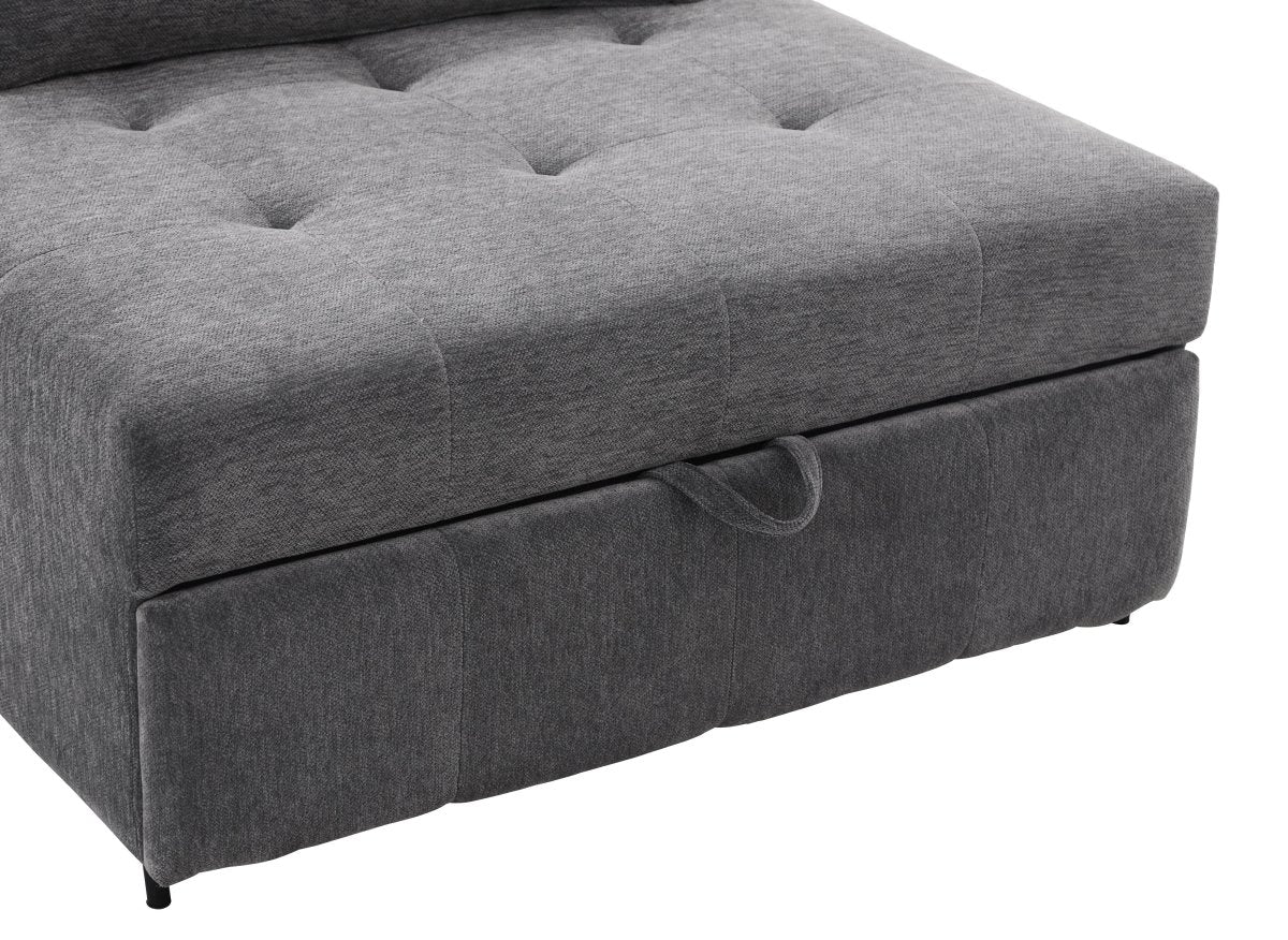 Fauteuil convertible en tissu texturé doux gris NATHEO - DécoInParis