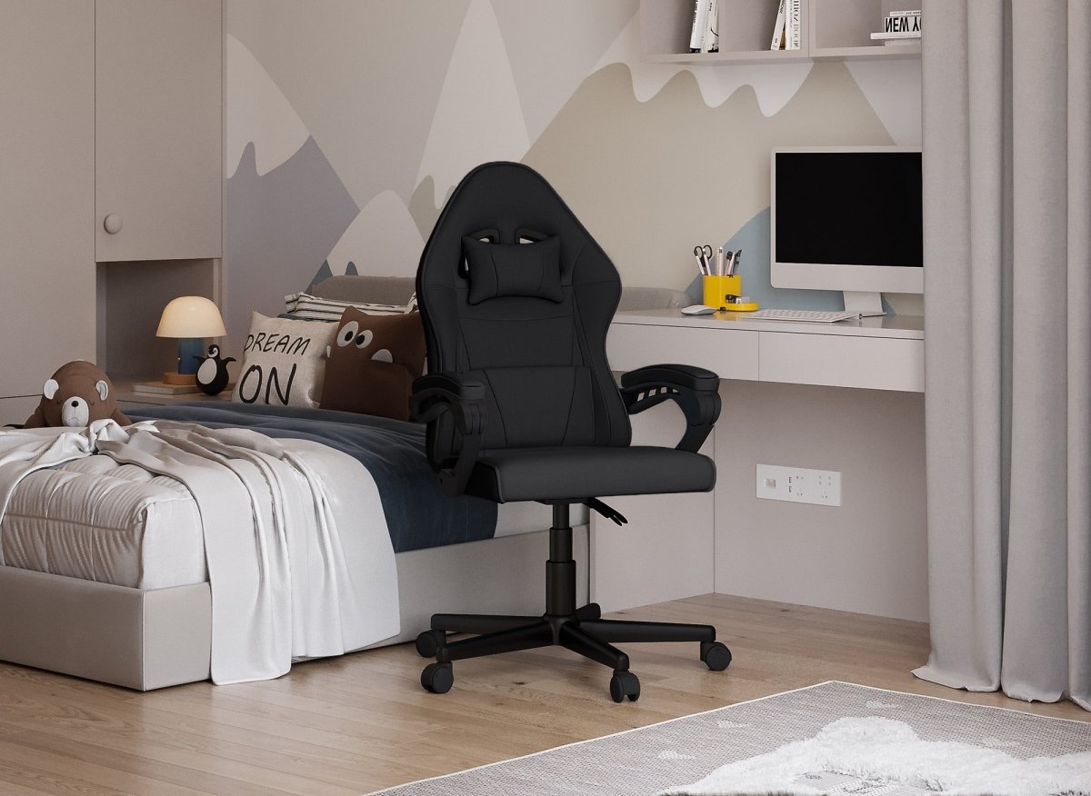 Fauteuil de bureau en tissu noir GHOST - DécoInParis