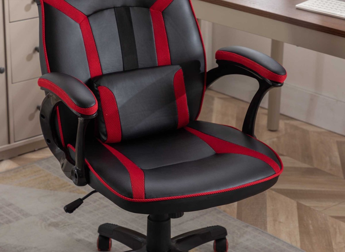 Fauteuil de bureau gaming en simili cuir noir et rouge ZONA - DécoInParis