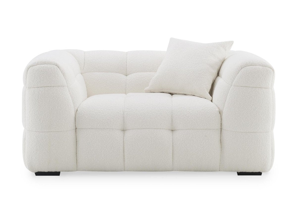 Fauteuil effet peau de mouton blanc écru BELLA - DécoInParis