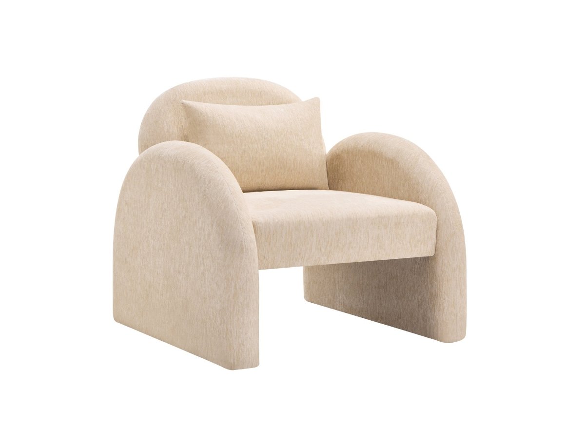 Fauteuil en velours beige VOLTAIRE - DécoInParis