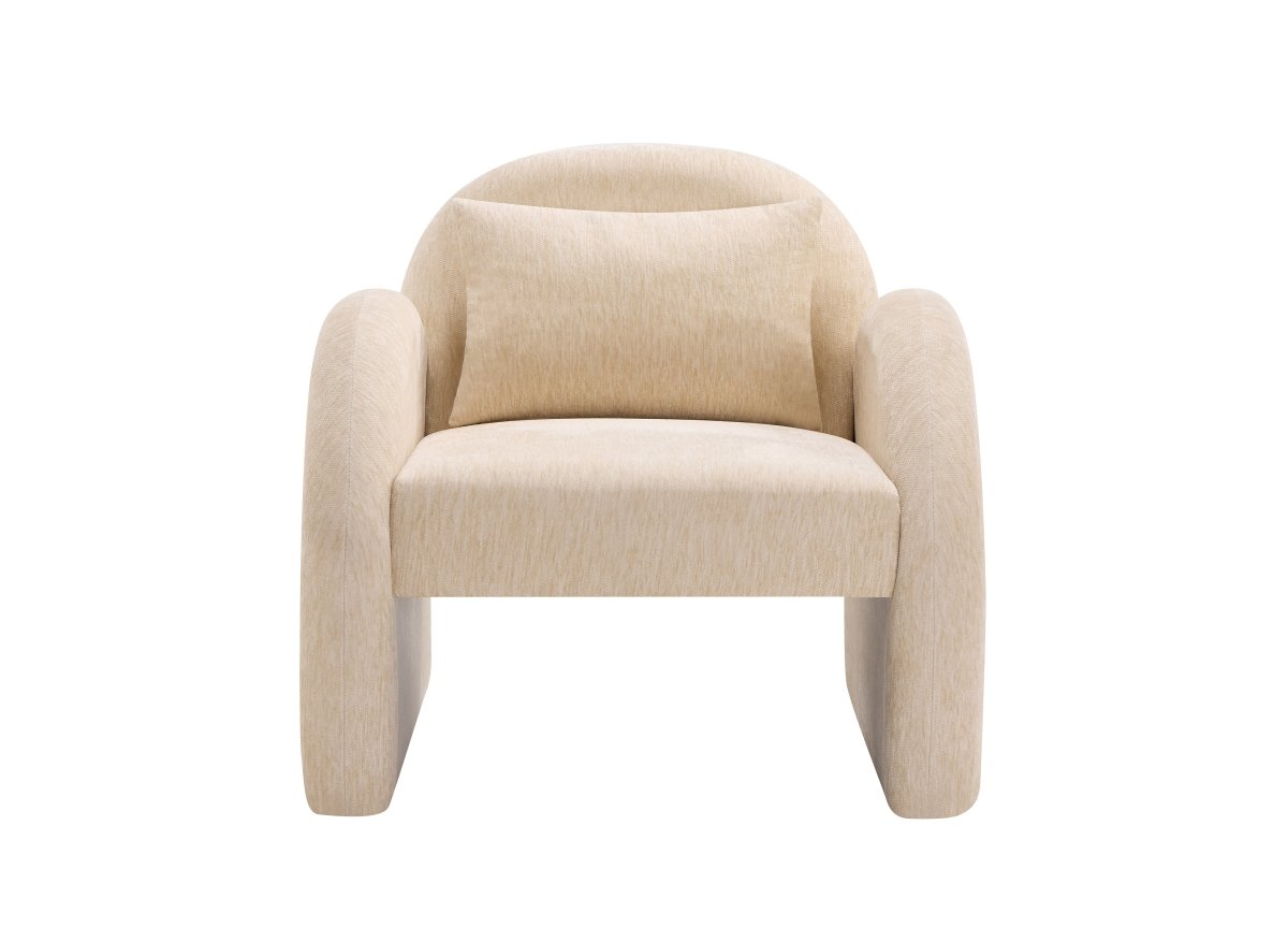 Fauteuil en velours beige VOLTAIRE - DécoInParis