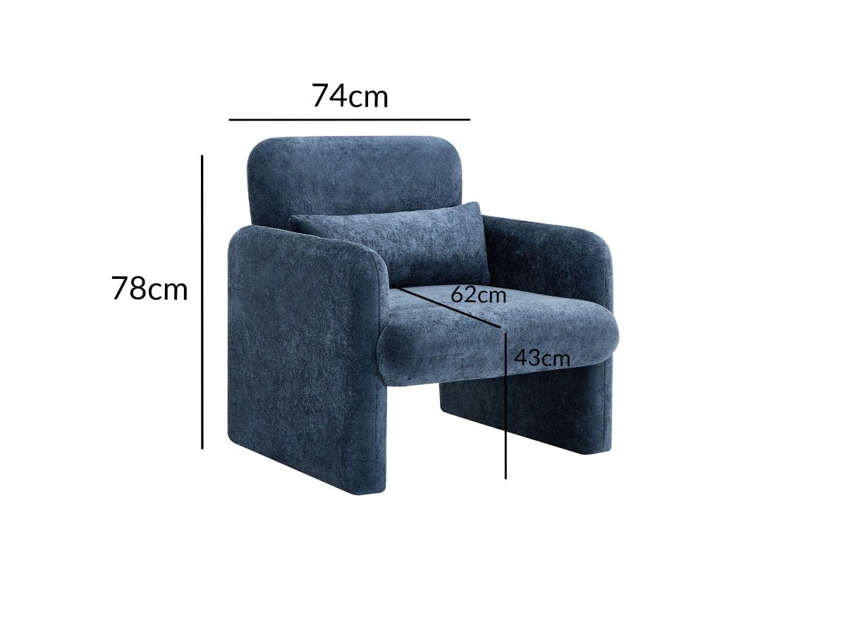 Fauteuil en velours bleu PAMIO - DécoInParis