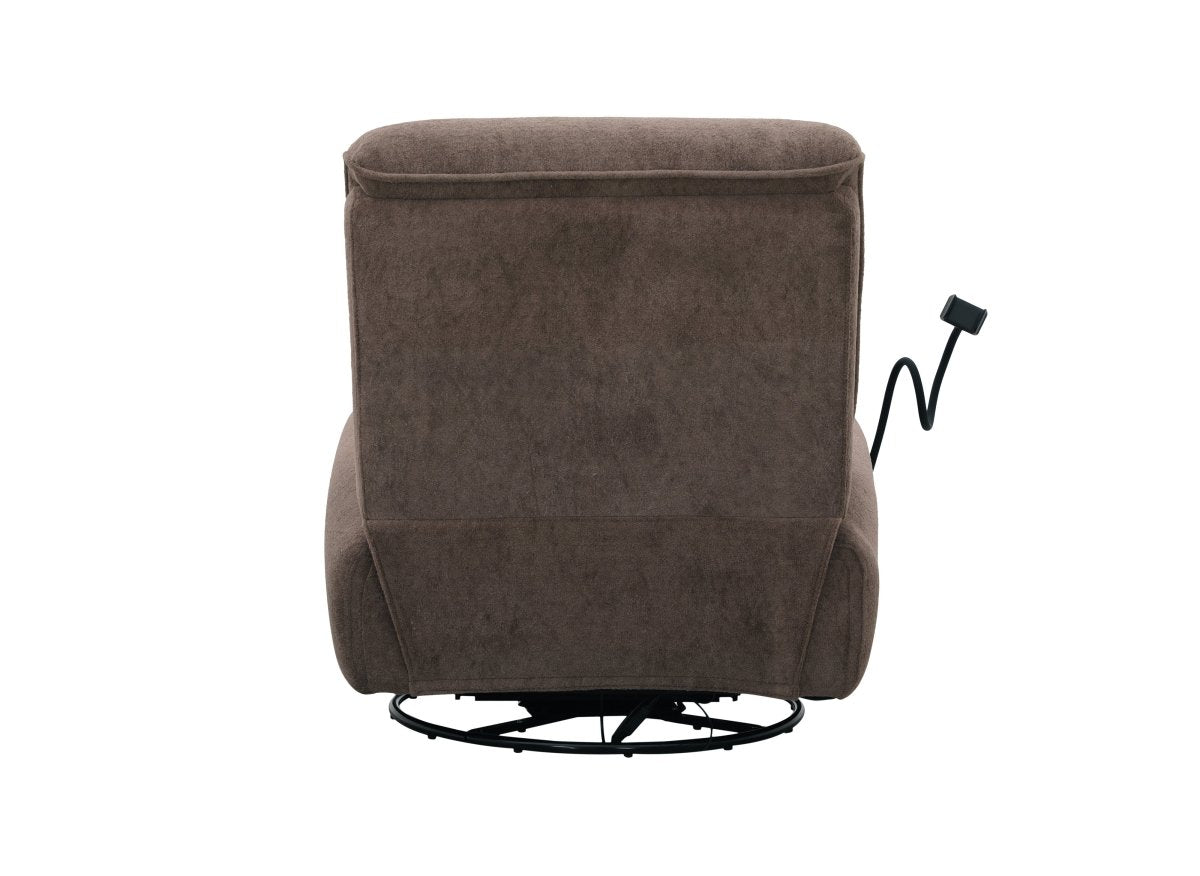 Fauteuil relax électrique en tissu à poils doux taupe PAOLO - DécoInParis