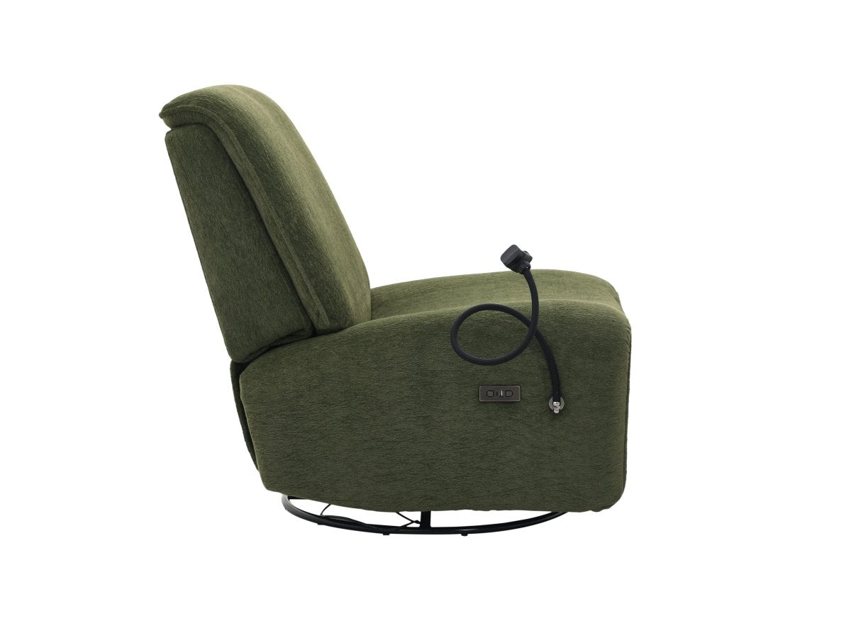 Fauteuil relax électrique en tissu à poils doux vert PAOLO - DécoInParis