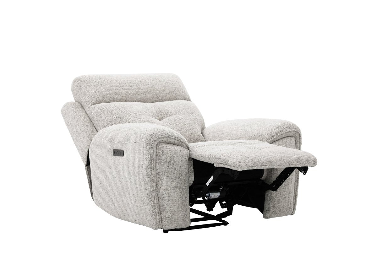 Fauteuil relax électrique en velours texturé beige PATRICIA - DécoInParis