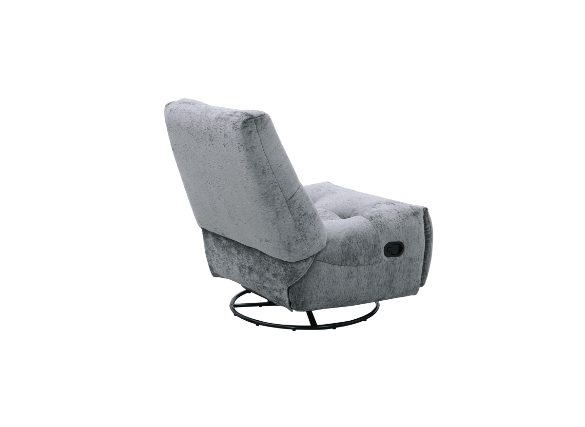 Fauteuil relax pivotant en velours chiné gris LISON - DécoInParis