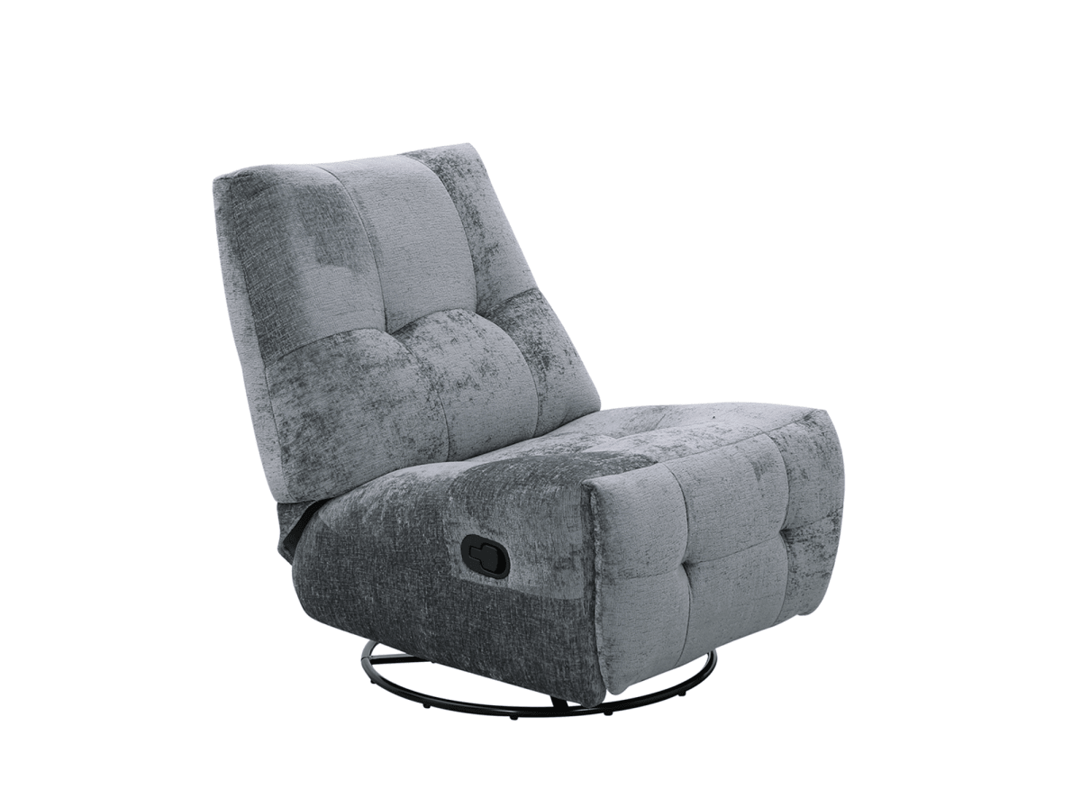 Fauteuil relax pivotant en velours chiné gris LISON - DécoInParis