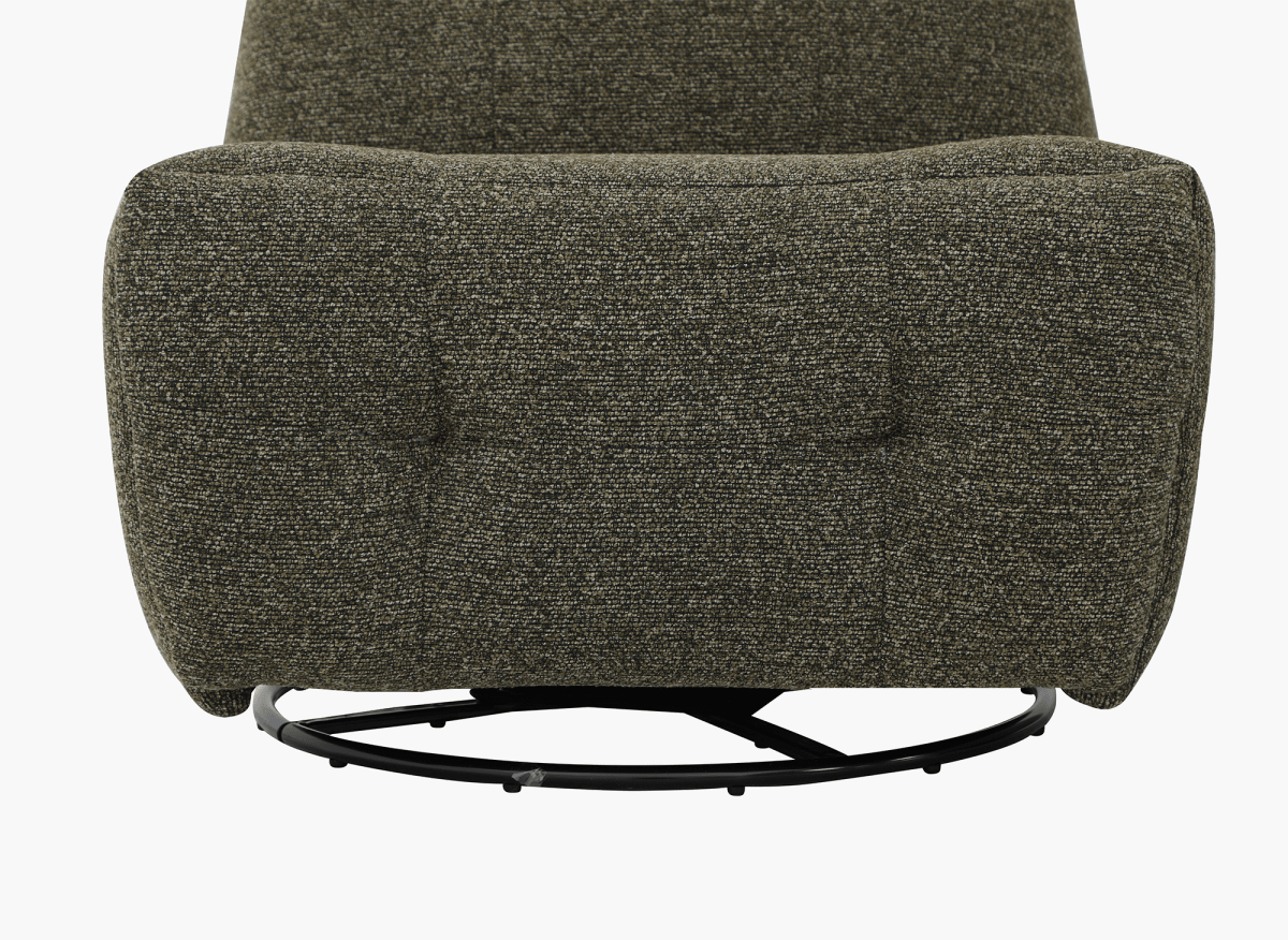 Fauteuil relax pivotant en velours texturé vert kaki LISON - DécoInParis