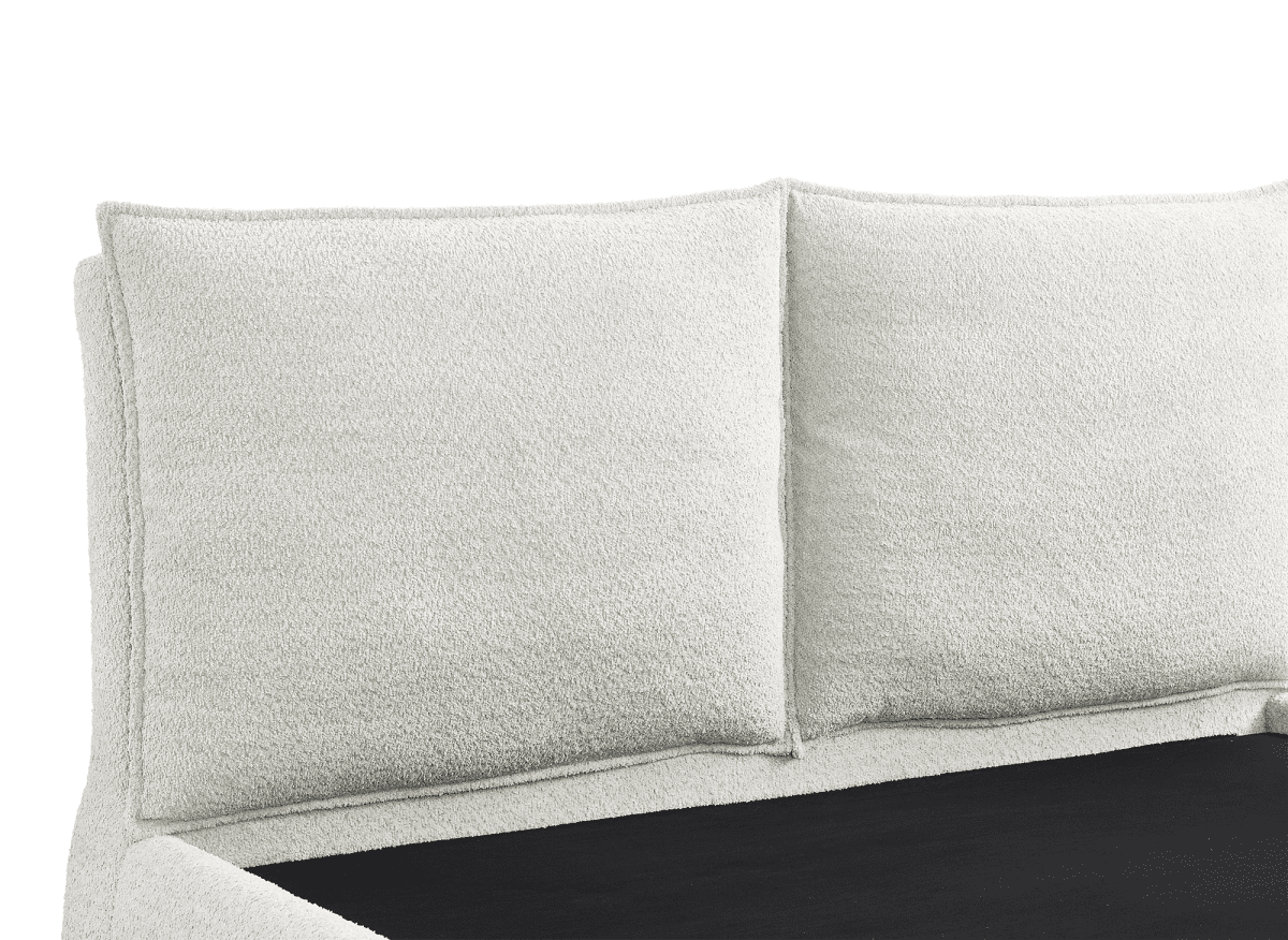 Lit coffre en tissu bouclette beige 180x200 cm MELY - DécoInParis