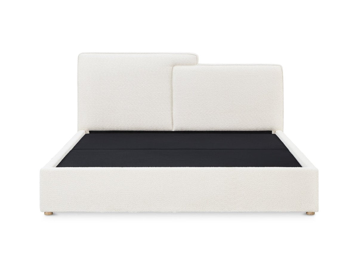 Lit coffre en tissu bouclette beige 180x200 cm ZELIA - DécoInParis