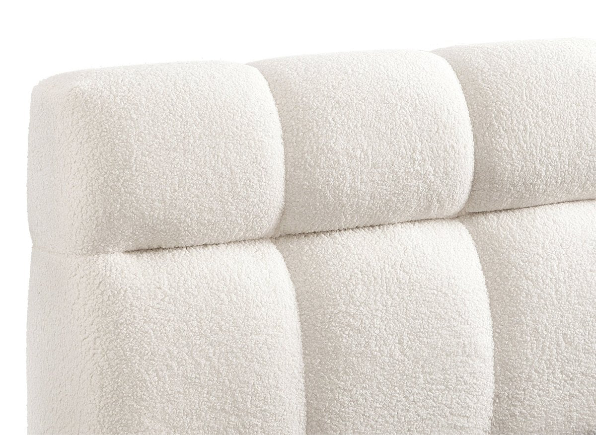 Lit coffre en tissu bouclette écru 160x200 cm GEORGINA - DécoInParis