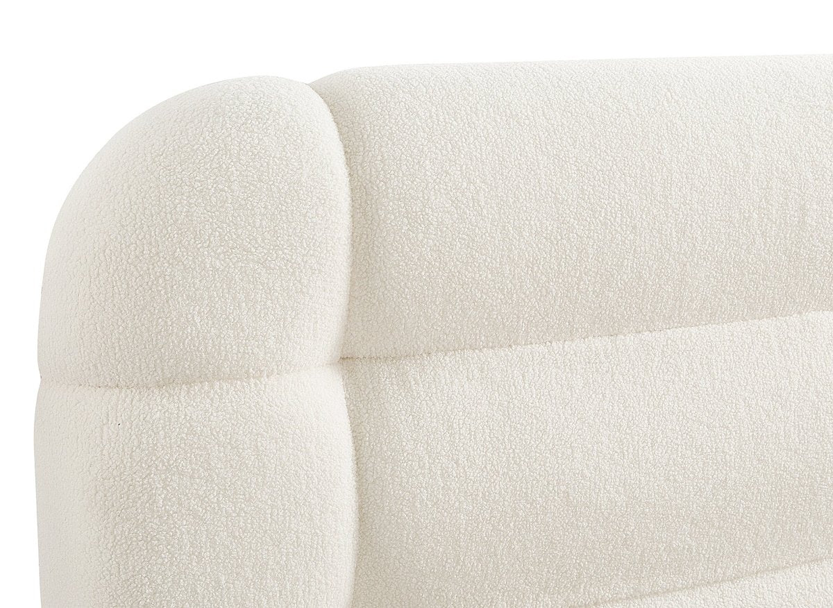 Lit coffre en tissu bouclette écru 180x200 cm YOURI - DécoInParis