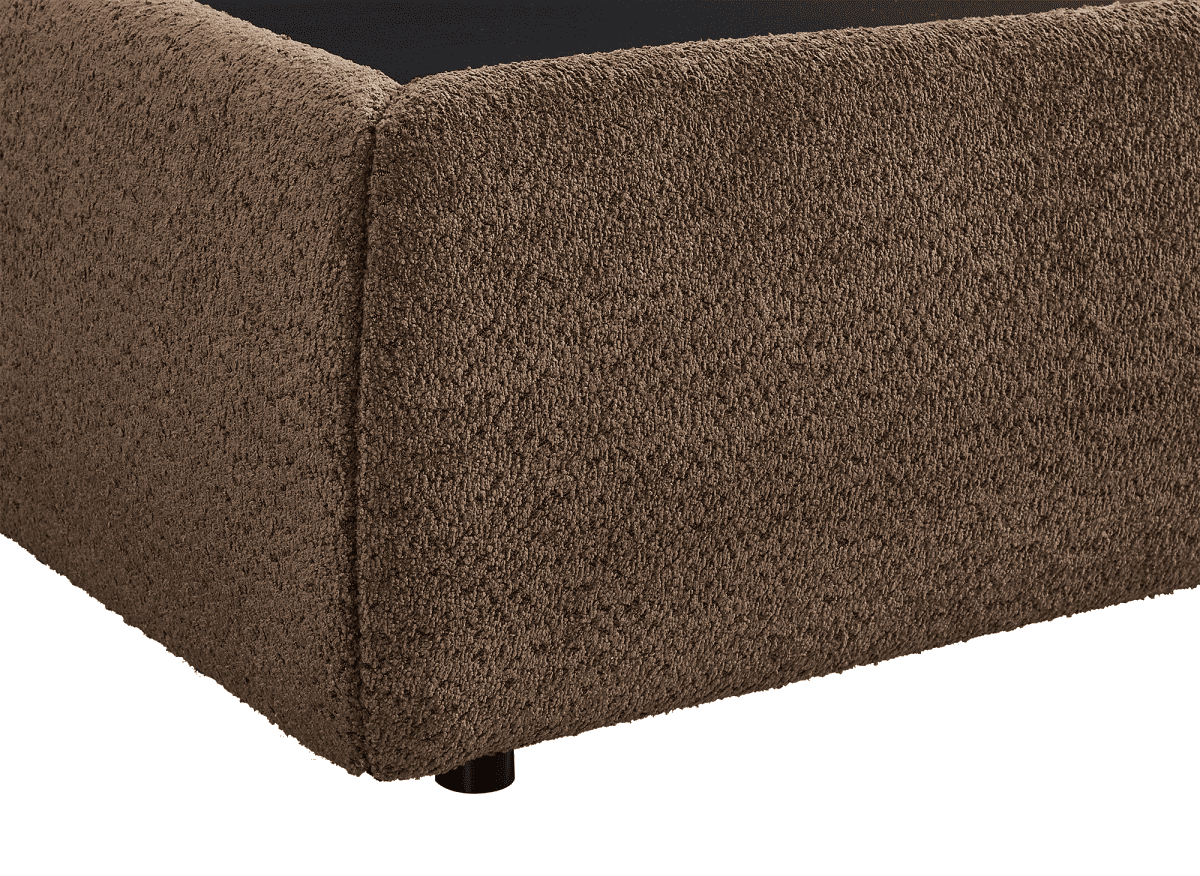 Lit coffre en tissu bouclette marron 140x190 cm MELY - DécoInParis
