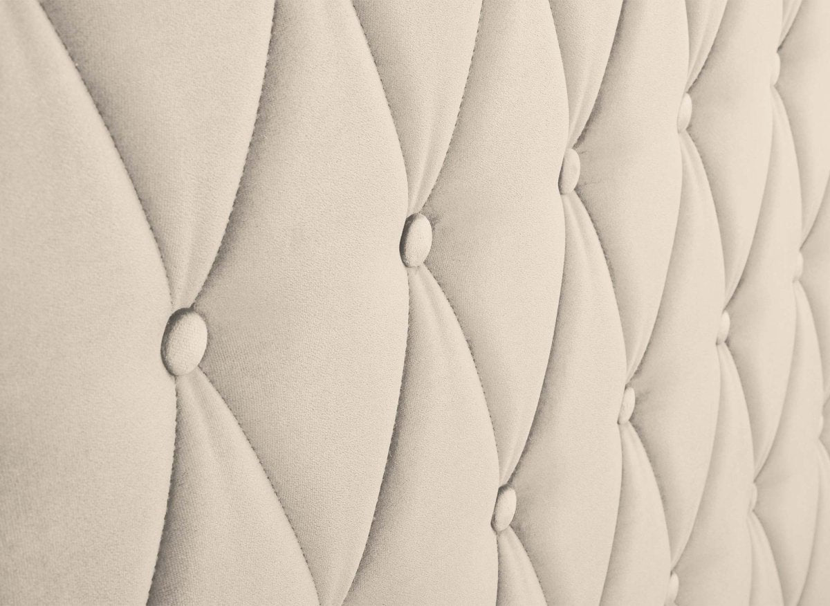 Lit coffre en velours beige 140X190 cm PERLA - DécoInParis